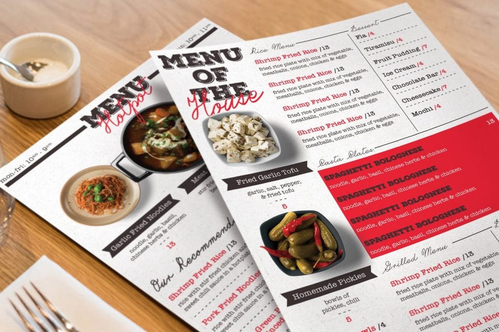 diseño de carta restaurante - marketing